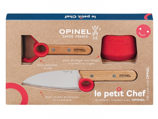 Opinel Le petit Chef Küchenmesser-Set 3-teilig Kochmesser Fingerschutz Sparschäler