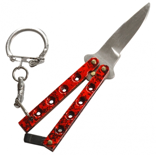 Haller Mini Butterfly Schlüsselanhänger Messer Rot Taschenmesser Schlüsselbundmesser