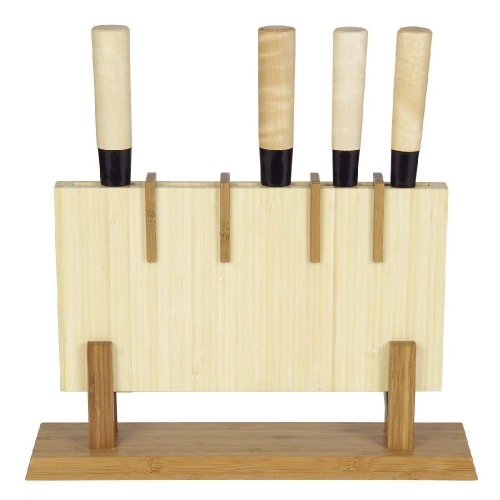 Block für 5 Kochmesser Bambus Messerblock für Kochmesser (ohne Messer)