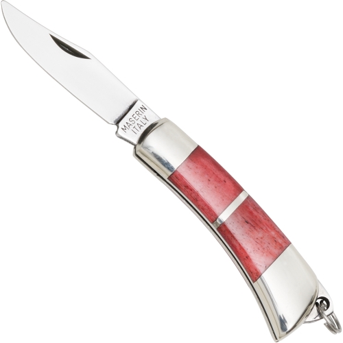 Maserin Mini-Taschenmesser gefärbter Knochen in Rot mit Schlüsselring 70563