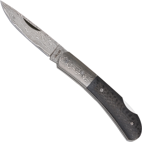 Damast Taschenmesser mit Carbonfibergriff Lockback 42976 Messer