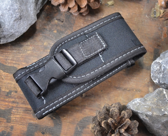 Cordura Messeretui schwarz groß Quer und Längs Tragbar für Taschenmesser bis 13cm