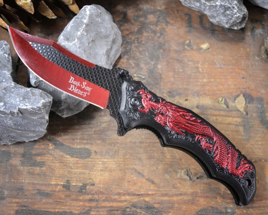 Dark Side Blades Taschenmesser Einhandmesser RED DRAGON DS-A058RD