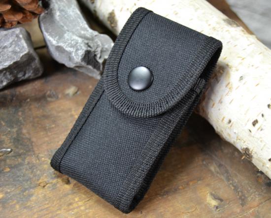 Messeretui mit Falte schwarz für mehrteilige Taschenmesser bis 10cm Heftlänge