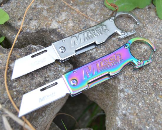 M-Tech USA Schlüsselanhänger Messer Rainbow / Grau 